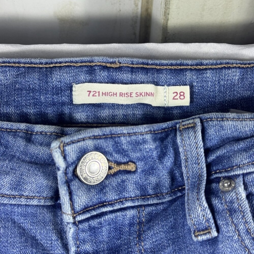Y2K Levi's Skinny‎ Jeans Womens Blue Denim 721 High Rise 5-Pocket Comfort 28x28 - Picture 13 of 16